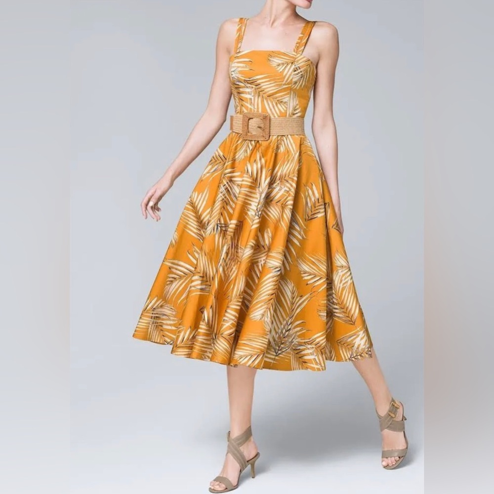 NWT White House Black Market Dress Island Palm Aura Size 12